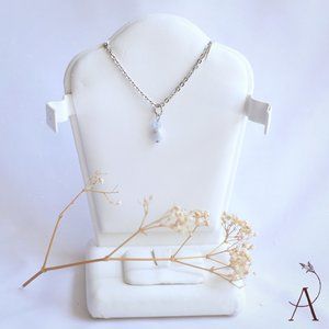 NWOT Handmade necklace with natural Agate & Jade